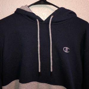 Champion Small / Grey & Navy Blue Hoodie